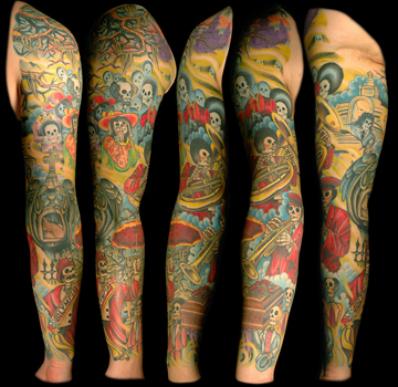 Full sleeve depicting a New Orleans style Jazz Funeral procession