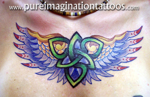 Tattoos - Ethnic Celtic Knotwork tattoos - Traditional style wings and trinity