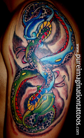 Tattoos - Traditional American tattoos - Double Headed Orobus