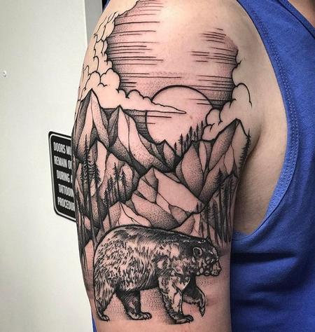 Tattoos - Blackwork Landscape Tattoo by David Mushaney - 130903