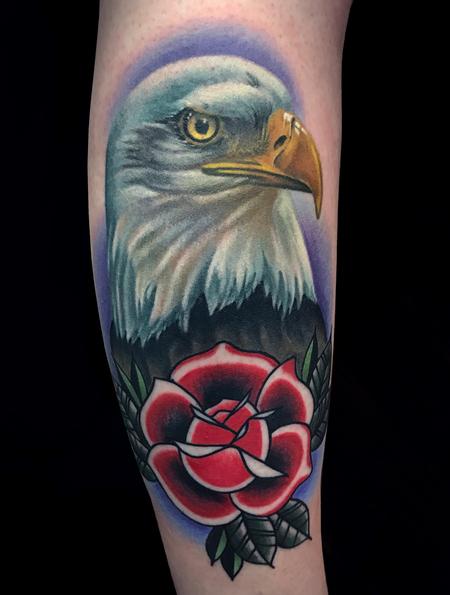 Tattoos - Eagle and Rose - 126608