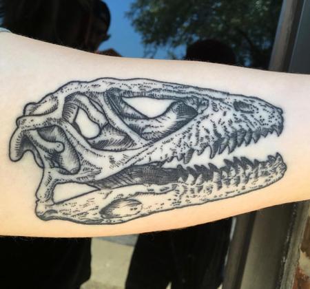 Tattoos - Blackwork Velociraptor Skull - 131453