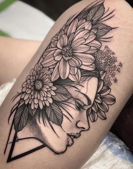 Tattoos - Blackwork Geometric Portrait - 132562