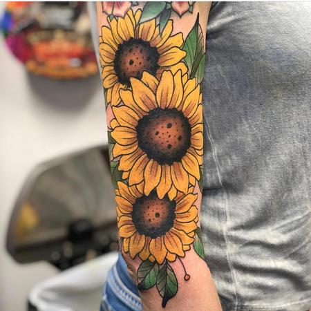 Tattoos - Colorful Sunflowers - 132302