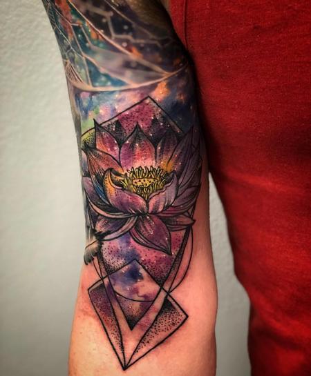Tattoos - Galaxy & Watercolor Geometric Lotus - 132649