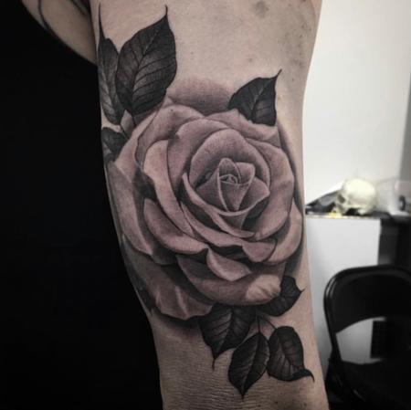 Tattoos - Black & Gray Rose - 132770