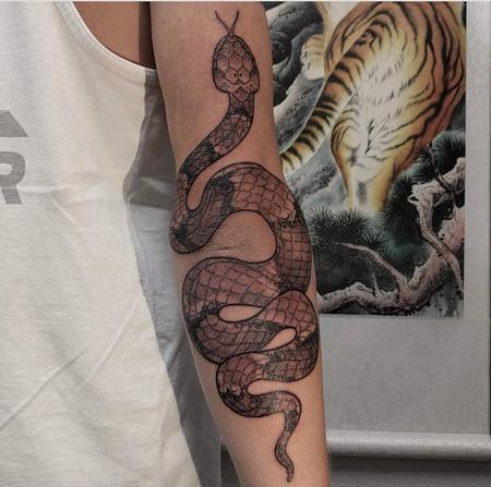 Tattoos - Black & Gray Copperhead - 133535