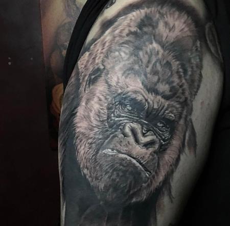 Tattoos - Black & Gray Gorilla - 133444