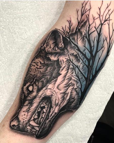 Tattoos - Blackwork Wolf - 133417