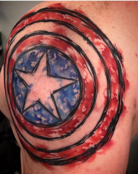 Tattoos - Sketchy Watercolor Captain America - 133800