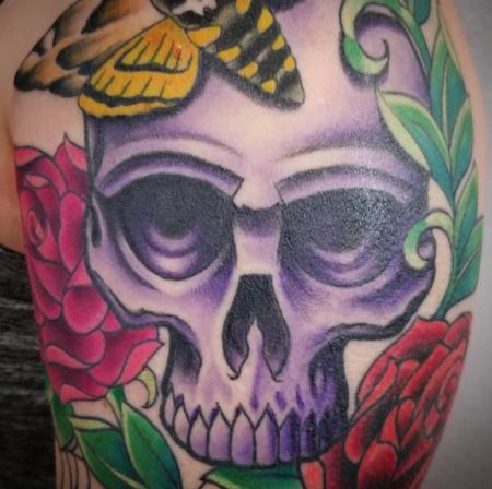 Tattoos - Illustrative Skull & Roses - 133801