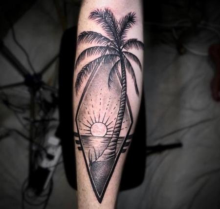Tattoos - Black & Gray Palm Tree - 132943