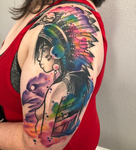 Tattoos - Watercolor Woman With Headdress - 133746