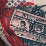 Tattoos - Old School Cassette Tape Chest Tattoo - 99747