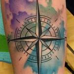 Tattoos - Abstract Watercolor Compass Tattoo - 102057