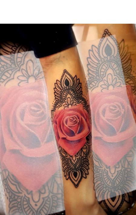Tattoos - rose & mandala - 132207