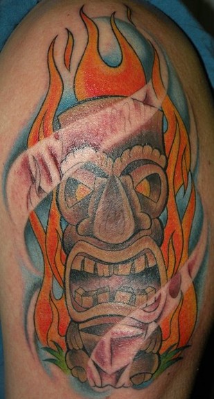 A powerful tribal tiger tattoo