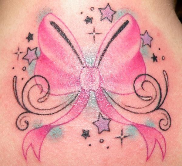 bow tattoo on back of neck. house Bow Tattoos - Left Side