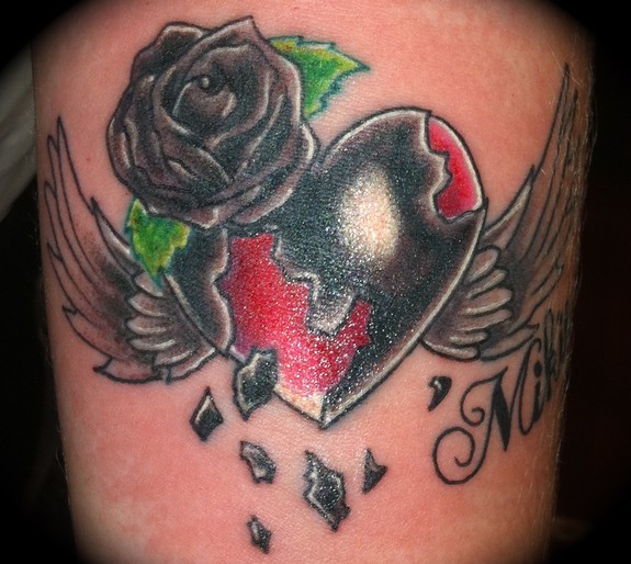 heart and rose tattoos. Winged Heart with Rose