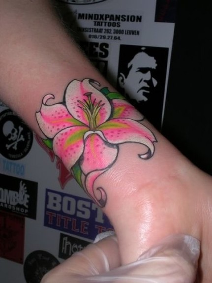 stargazer lily tattoos. full color stargazer lily
