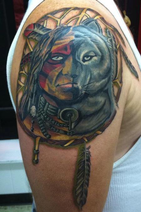 Tattoos - indian wolf - 59726