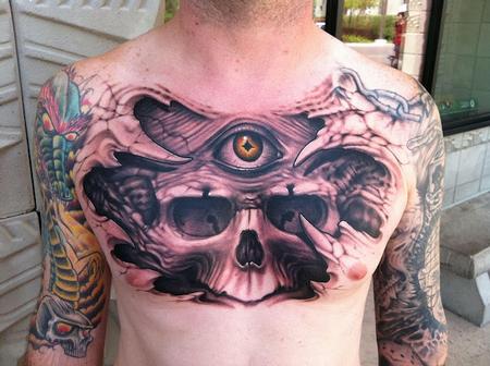 Skull Chest Piece Tattoo