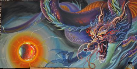 Tattoos - Dragon oil painting - 85604