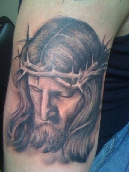 Tattoos - Tony Olivas - Black and Gray Jesus Tattoo