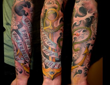 Tattoos - Joshua Bowers - anchor and waves