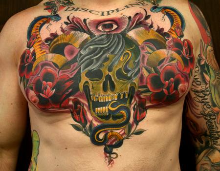 Looking for unique Joshua Bowers Tattoos?  black metal chest piece
