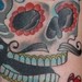 Tattoos - mustached sugar skull with flowers - 46040