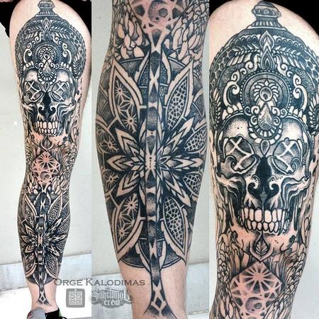 Tattoos - Skull Leg Piece - 99037