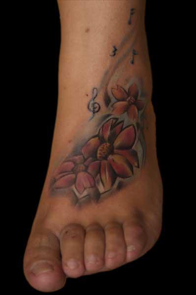 Looking for unique Marco Ventura Tattoos Flowers on foot with musical notes