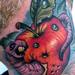 apple and worm neck tattoo Tattoo Thumbnail