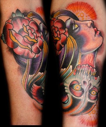 Tattoos - Sean Herman - skully girl tattoo