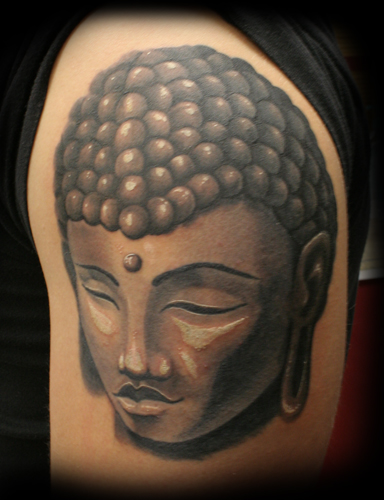 Tattoos Tattoos Black and Gray Buddha Head