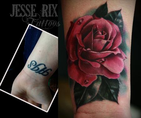 Tattoos - Jesse Rix - Pink Rose Tattoo