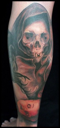 Looking for unique Shawn Barber Tattoos?  joey's zombie skull leg