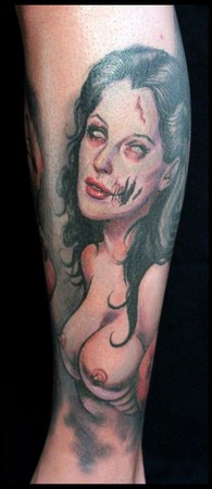 Looking for unique Shawn Barber Tattoos?  joey's zombie skull leg