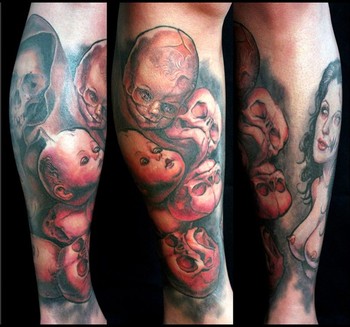 Looking for unique Shawn Barber Tattoos?  joey's zombie skull leg