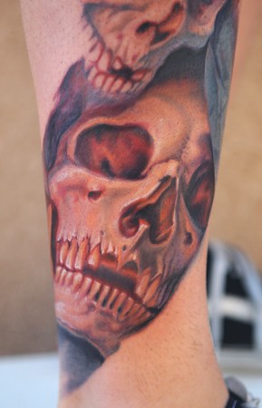 Collaboration skull tattoo w 