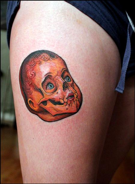 Tattoos New School doll skull tattoo