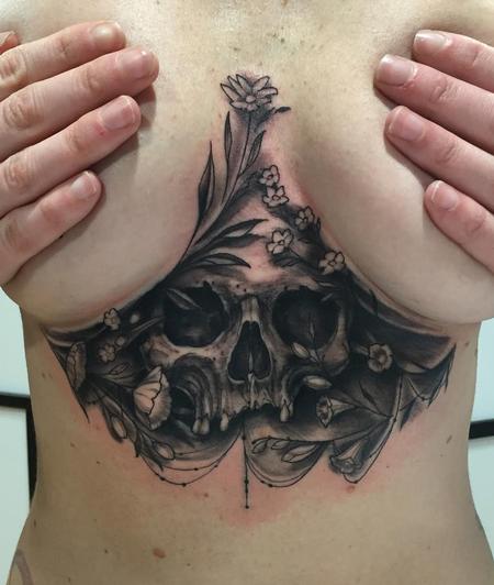 Shawn Hebrank - Underboob Skull Tattoo