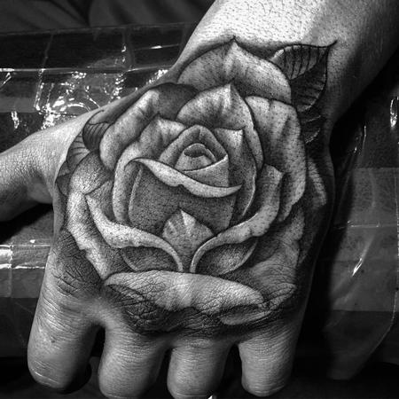 Sir Twice - Freehand Rose Hand Tattoo