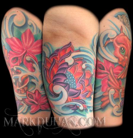 THIS IS THE INSIDE PART OF A KOI FISH HALF SLEEVEALL FREEHANDED