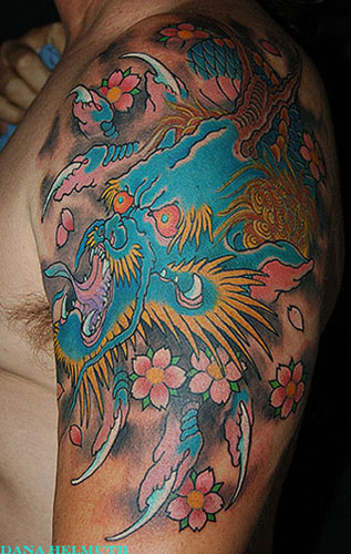 Tattoos Tattoos Traditional Asian blue dragon