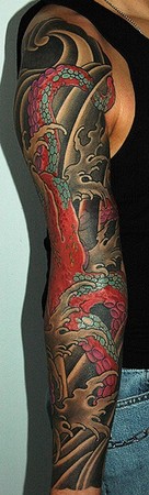 Japanese Wave Sleeve Tattoo