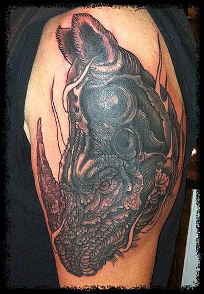 koi and chrysanthemum leg half sleeve tattoo by Dana Helmuth: TattooNOW