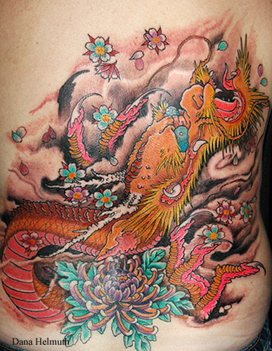 Tattoos Traditional Japanese golden dragon