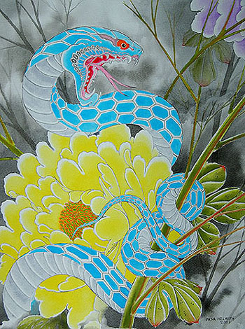 Art Galleries - Dana Helmuth - snake and peony